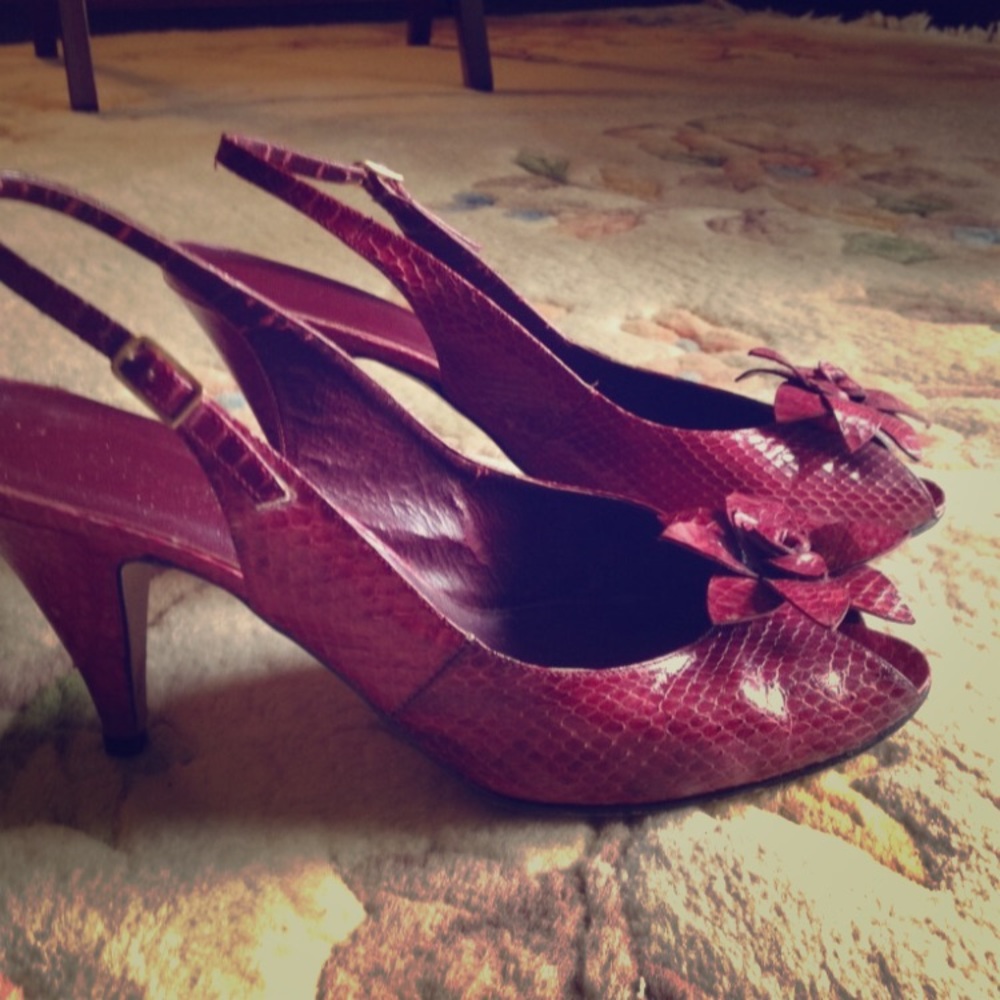 Claret Red Leather Pumps